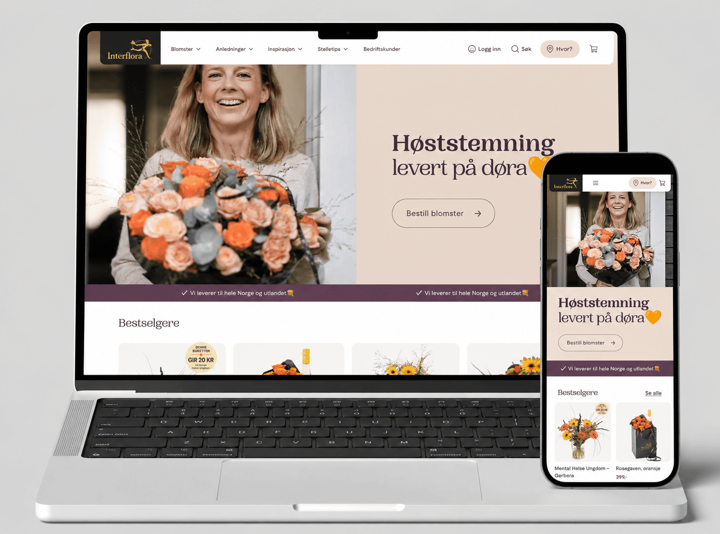 Interflora Norway website homepage